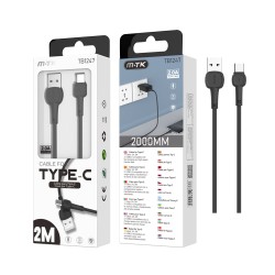 MTK DATA CABLE TB1247 NE FOR TYPE C 2.4A 2M BLACK MTK DATA CABLE TB1247 NE FOR TYPE C 2.4A 2M BLACK